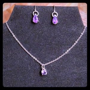 Silver and Amethyst necklace and earrings set